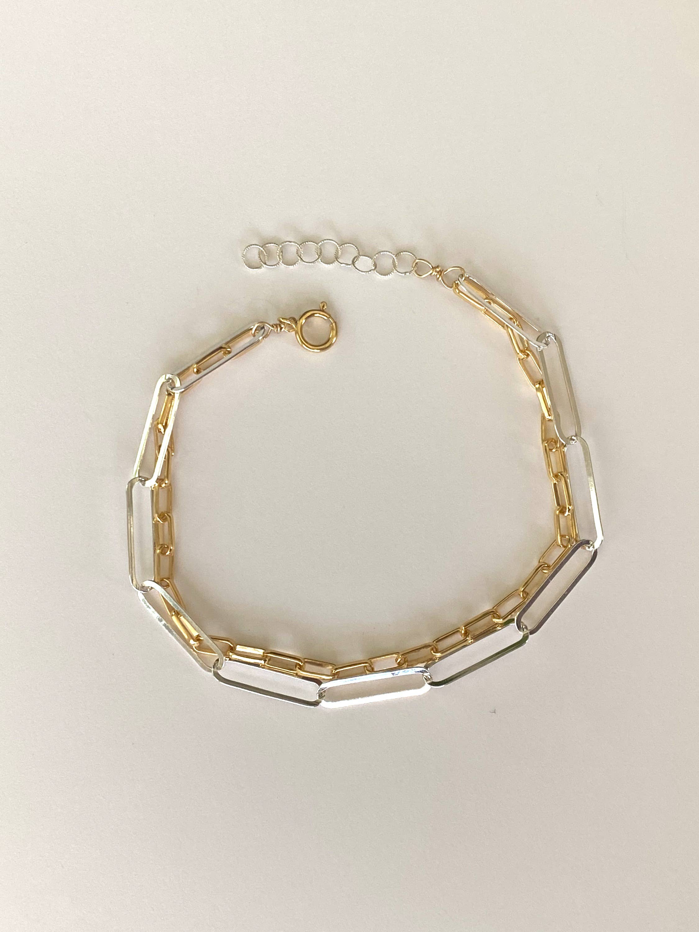 Judy Brandon Jewelry - Wholesale Link & Chain Bracelet - Two tone sterling silver and gold fill bracelet