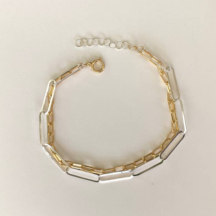 Judy Brandon Jewelry - Wholesale Link & Chain Bracelet - Two tone sterling silver and gold fill bracelet
