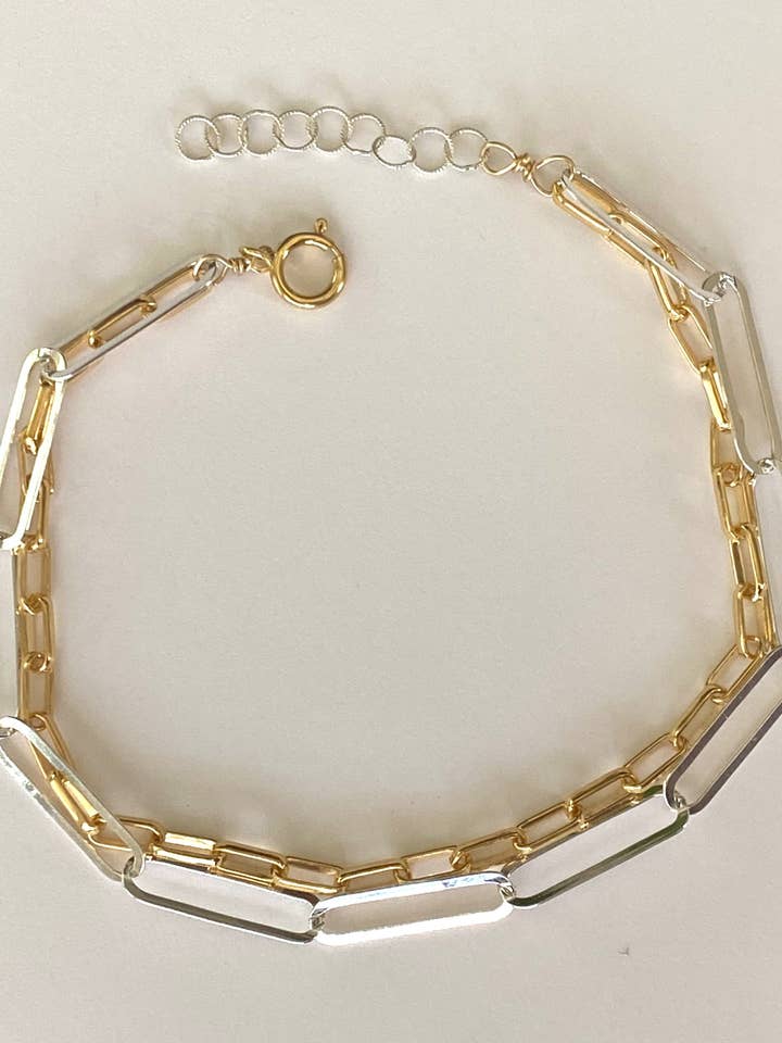 Two tone sterling silver and gold fill bracelet for wholesale by Judy Brandon Jewelry