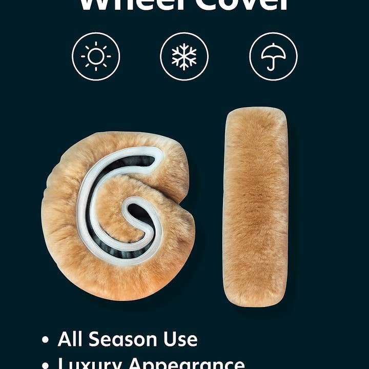 SHEEPSKIN ELITE - Wholesale Beach accessories - Faux Sheepskin Steering Wheel & Seat Belt Cover Set – Coffee3