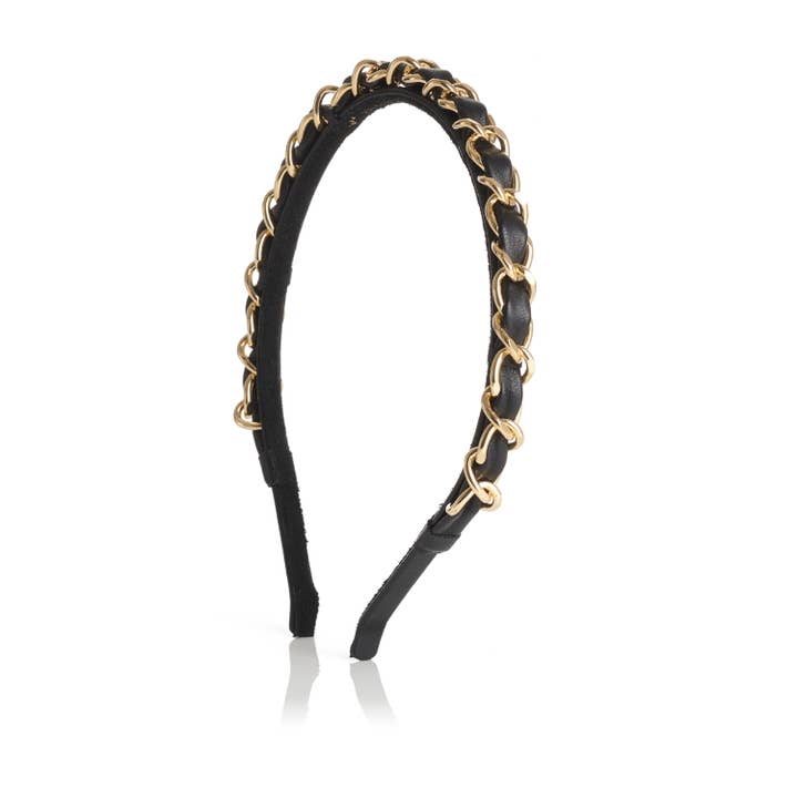 Serre-tête cuir chaine dorée KELLY pour la vente par Valérie Valentine