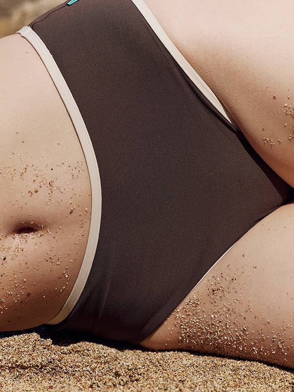 Nicole High-Waisted Panties - Recycled Polyamide - Chaga - Latte for wholesale by Mina Storm