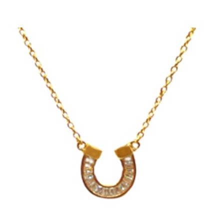 CZ & Vermeil or Sterling Horseshoe necklace for wholesale by Athena Designs