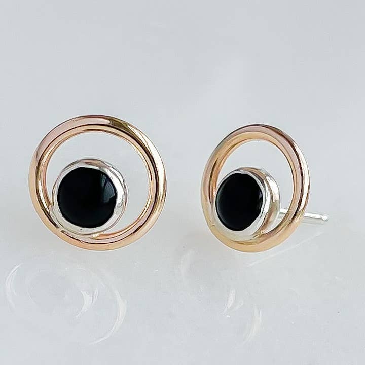 Sun & Selene - Wholesale Knopjes/oorstekers - LUNA STUDS - ZWARTE ONYX0