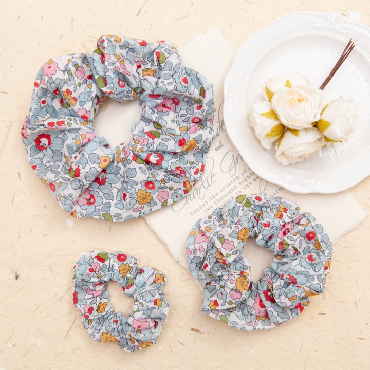 Liberty Fabric Scrunchie in Betsy for wholesale by SOMETHING MINTY