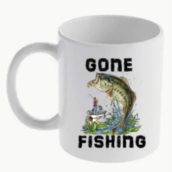 Tasse en céramique Gone Fishing pour la vente par BCD