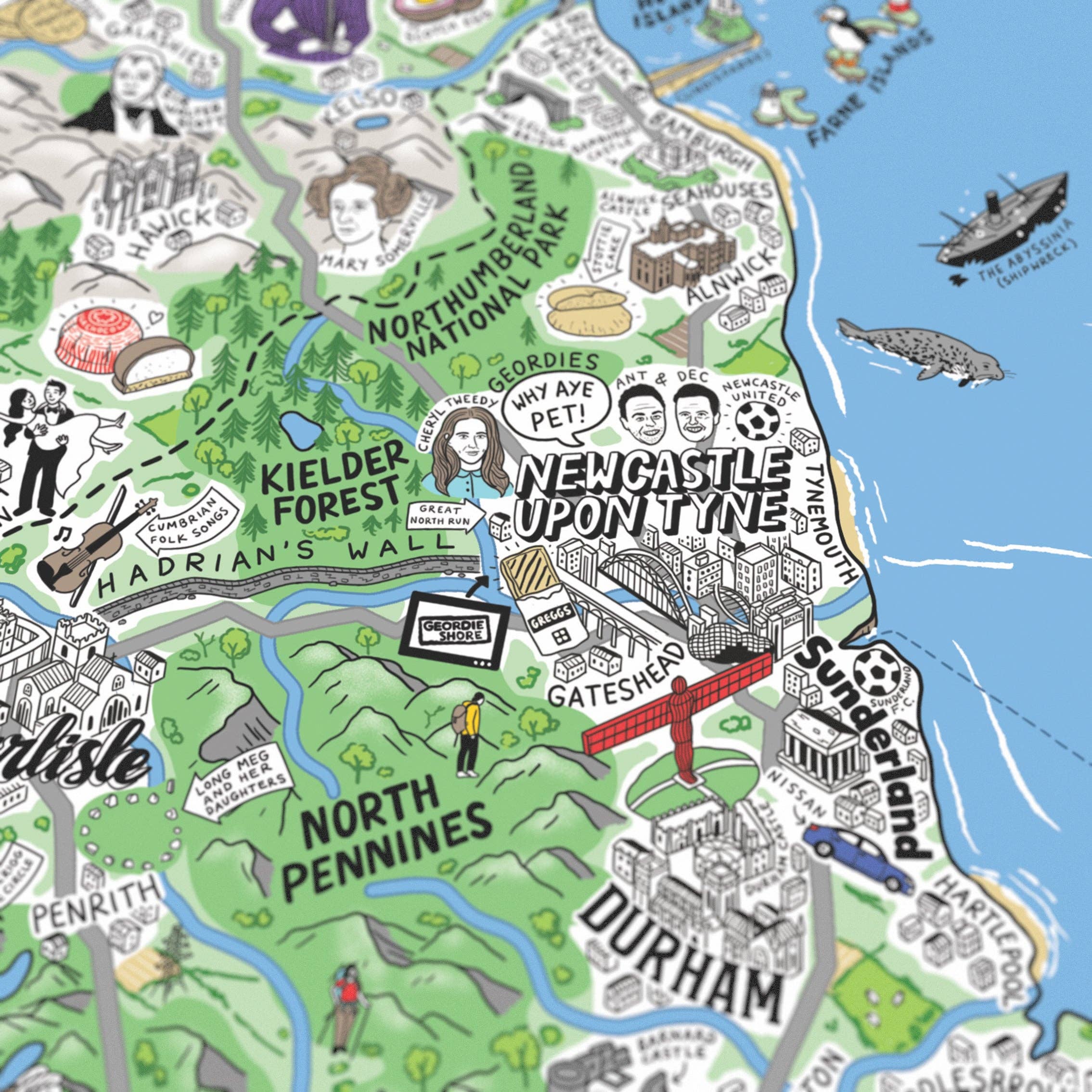 Evermade – wholesale Art print – Hand Drawn Map of Great Britain & Ireland Art Print20