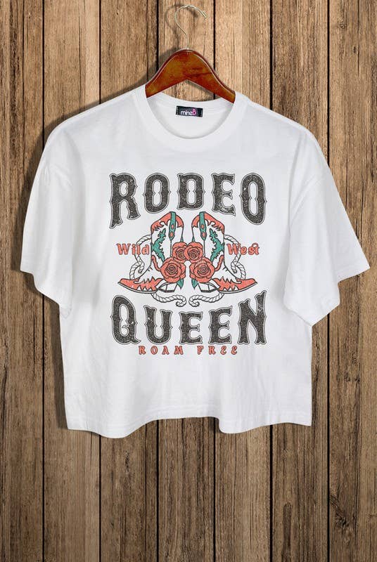 MINEB - Wholesale Screen Printed T-Shirt - Women's - Rodeo Queen Graphic Crop Tee5