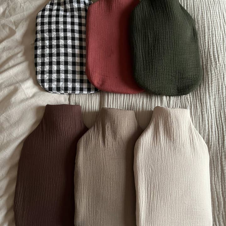 Orla & Fern – wholesale Hot/cold compress – Quilted Hot water bottle - Green double gauze - lined2