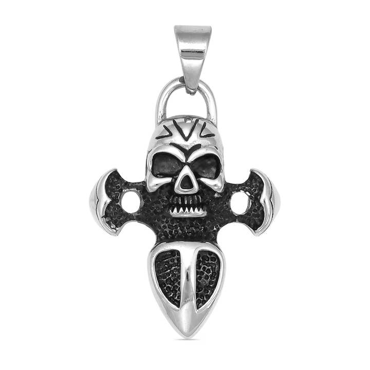 Stainless Steel Skull And Dagger Pendant for wholesale by WJW