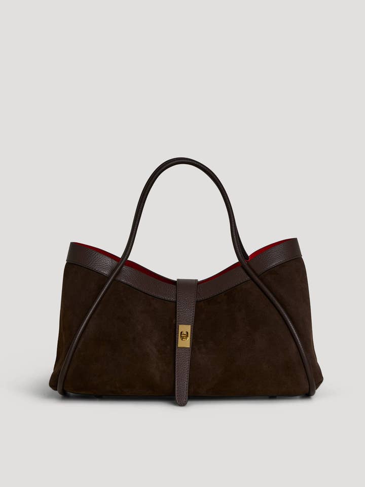 Borsa Mayfair in camoscio marrone scuro e pelle Togo for wholesale by Prestige Milano