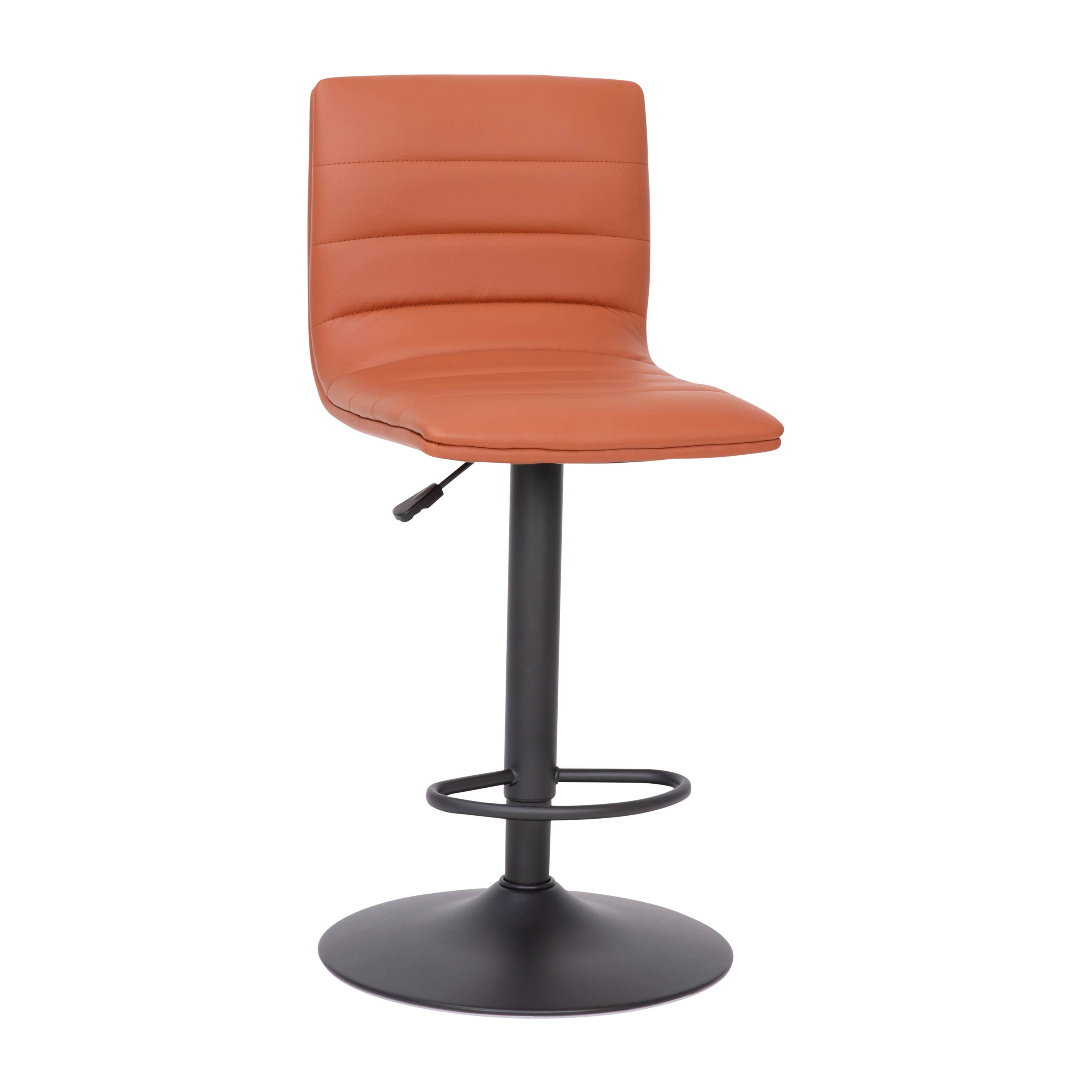 Cognac Vinyl Adjustable Barstool with Black Base for wholesale on Faire1