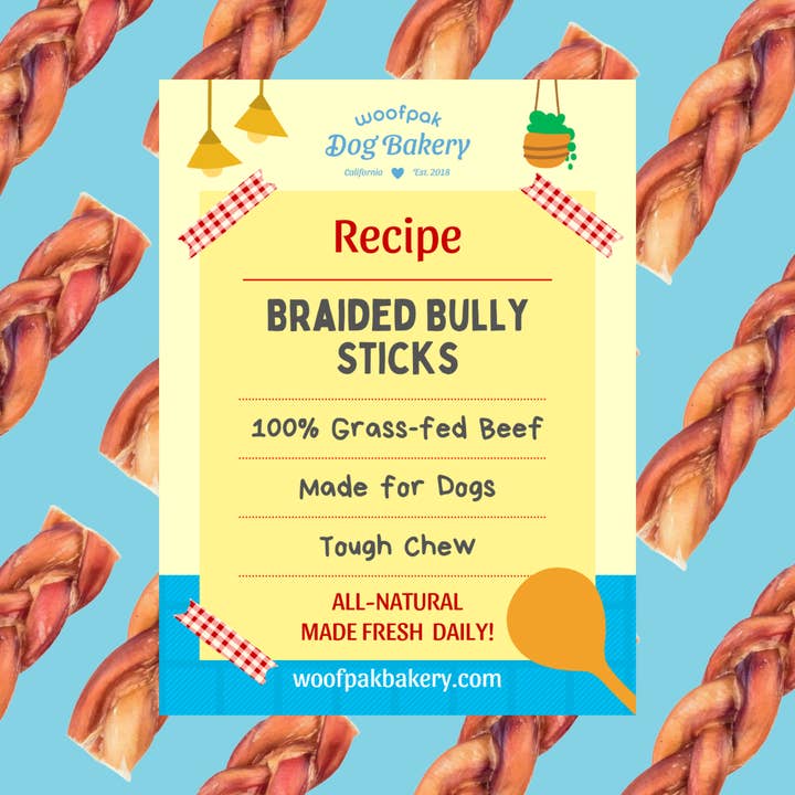 Woofpak Dog Bakery - Wholesale Pet Treats - Dog - Braided Beef Bully Sticks