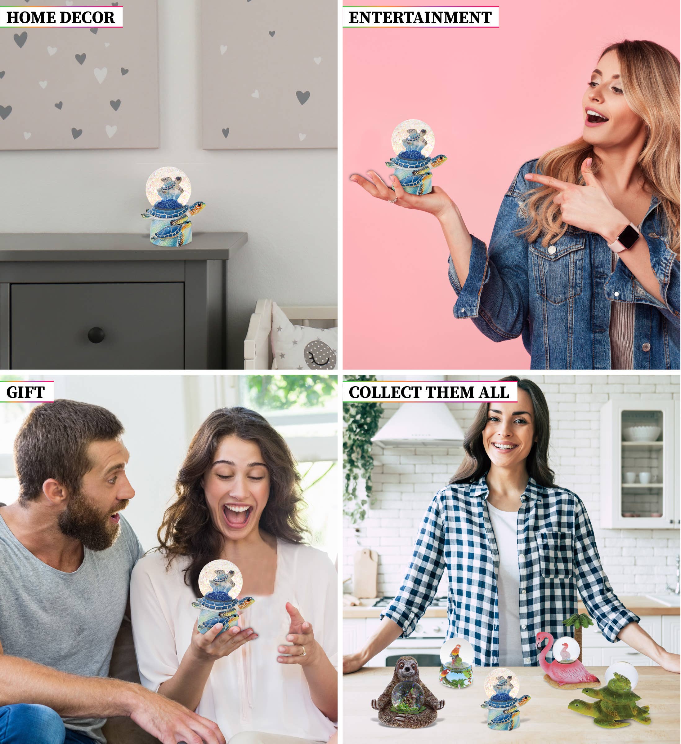 Cota Global - Wholesale Snow Globe - Snowglobe - Blue Sea Turtle Stack 45Mm2