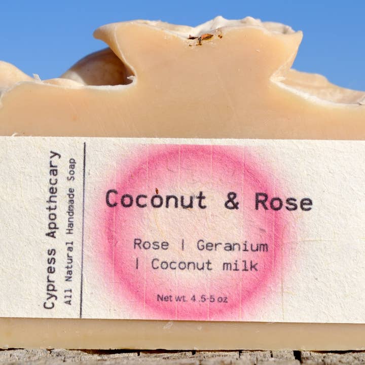 Coconut Rose Soap for wholesale by Cypress Apothecary