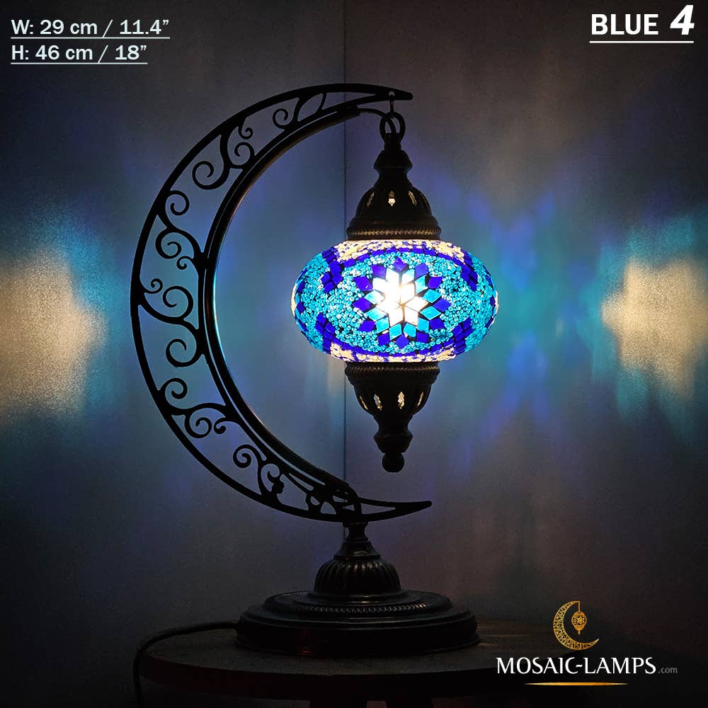 Mosaic Lamps - Wholesale Accent/Desk Lamp - 10+ Colors - Moroccan Moon Table Lamp, Arc, Murano Crescent6