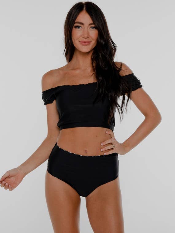 Black Off The Shoulder Top for wholesale by Coral Reef Swim
