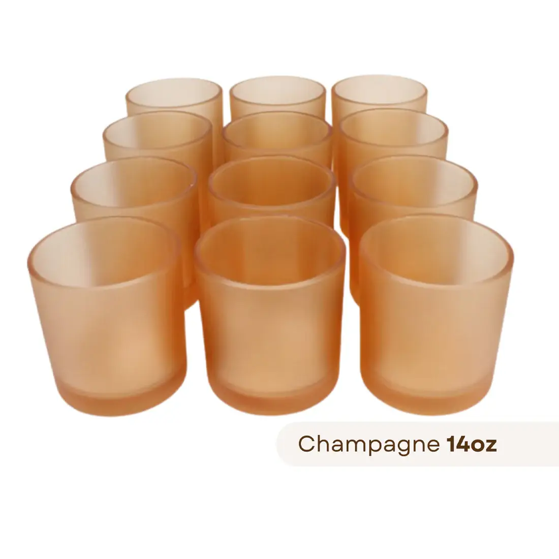 General Wax - Candle Making Supplies - Wholesale Candle Holder - 14 oz Havana Frosted Champagne - Candle Making Glass2