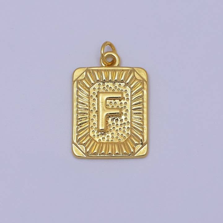 Aim Eternal - Wholesale Individual Charm/Pendant - 24k Gold Filled Initial Tag Letter Charm A - Z Alphabet Letter Tile Charm Pendant Personalized Charm for Designer Inspired Necklace Jewelry Making A716~A7285