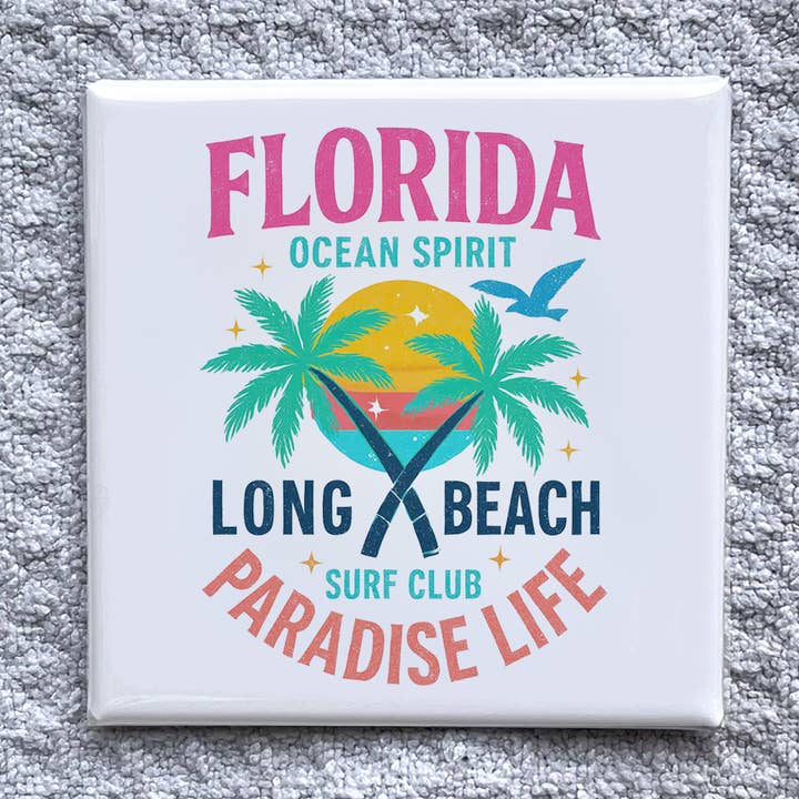 Magnete 2x2" Florida Ocean Spirit - Souvenir Artigianale per Frigorifero per la vendita all'ingrosso da parte di Made With Aloha Magnets,llc