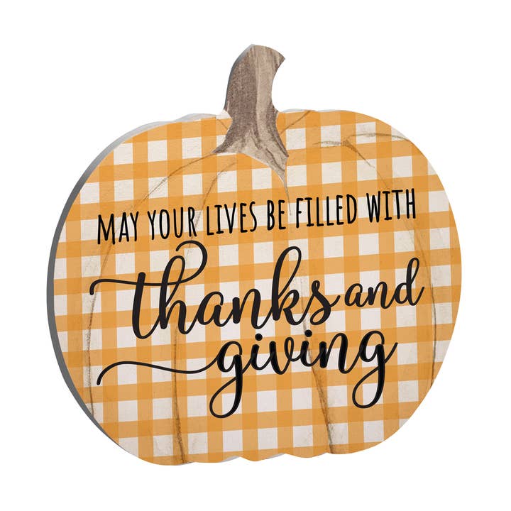 May Your Lives Be Filled Pumpkin Shelf Sitter Fall Decor for wholesale by LifeSong Milestones