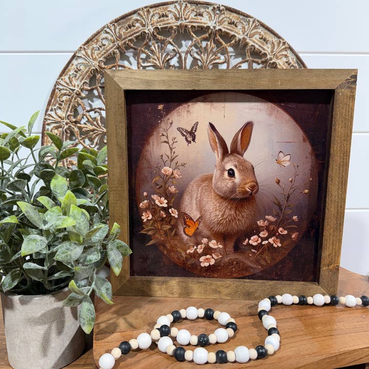 Vintage bunny Meadow sign, cottage farmhouse Rabbit Decor for wholesale by The Broken Board