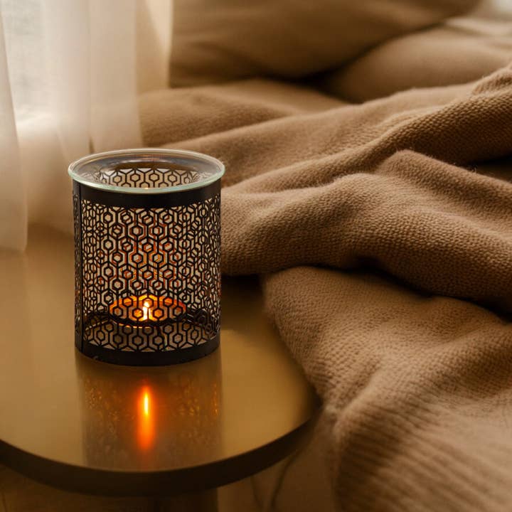 Zen'Arôme - Wholesale Oil Warmer - Metal Cutwork Incense Burner with Glass Dish Le Parfait3