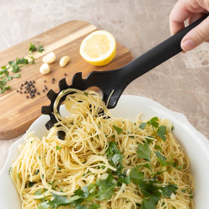 Fox Run Brands - Wholesale Kitchen Spoon - Fox Run Nylon Slotted Spaghetti Serving Spoon, Black, 12.75"