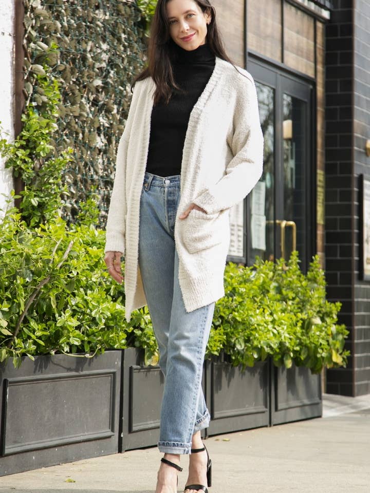 Fashion City - Wholesale Cardigan - Dames - Effen kleur luxe zacht vest met zakken7