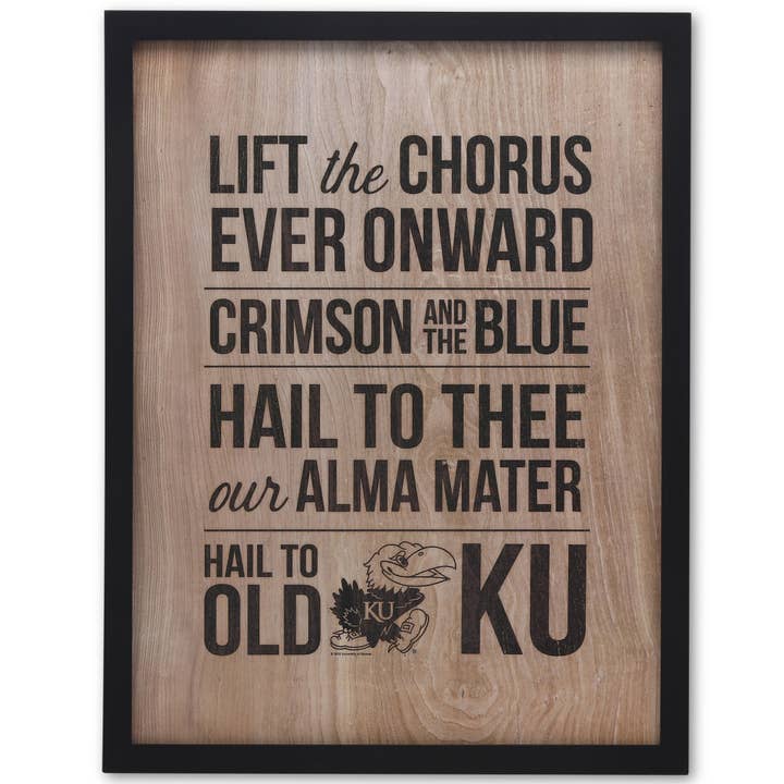 Open Road Brands, LLC - Wholesale Sign - University of Kansas Alma Mater Hail To Old KU Wood Sign