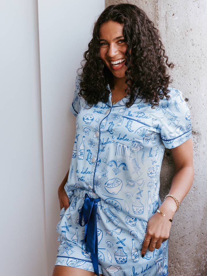 IN STOCK cute Matching sleepwear, luxe satin pajamas, trendy for wholesale by Spikes and Seams