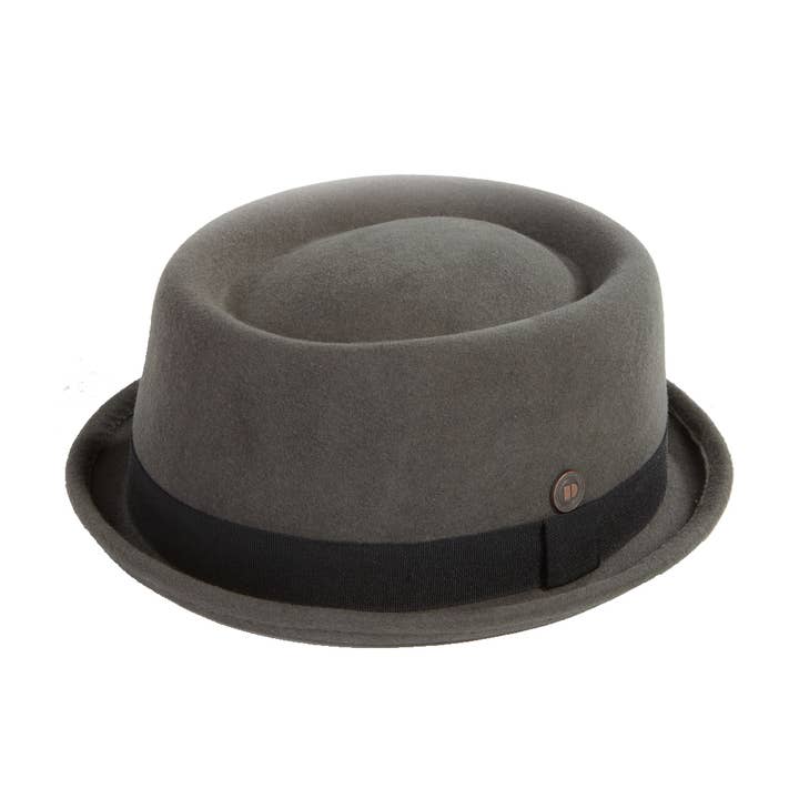 Jack Mod Rude Boy Felt Porkpie Skimpy Brim Hat - Grey for wholesale by Dasmarca Hats