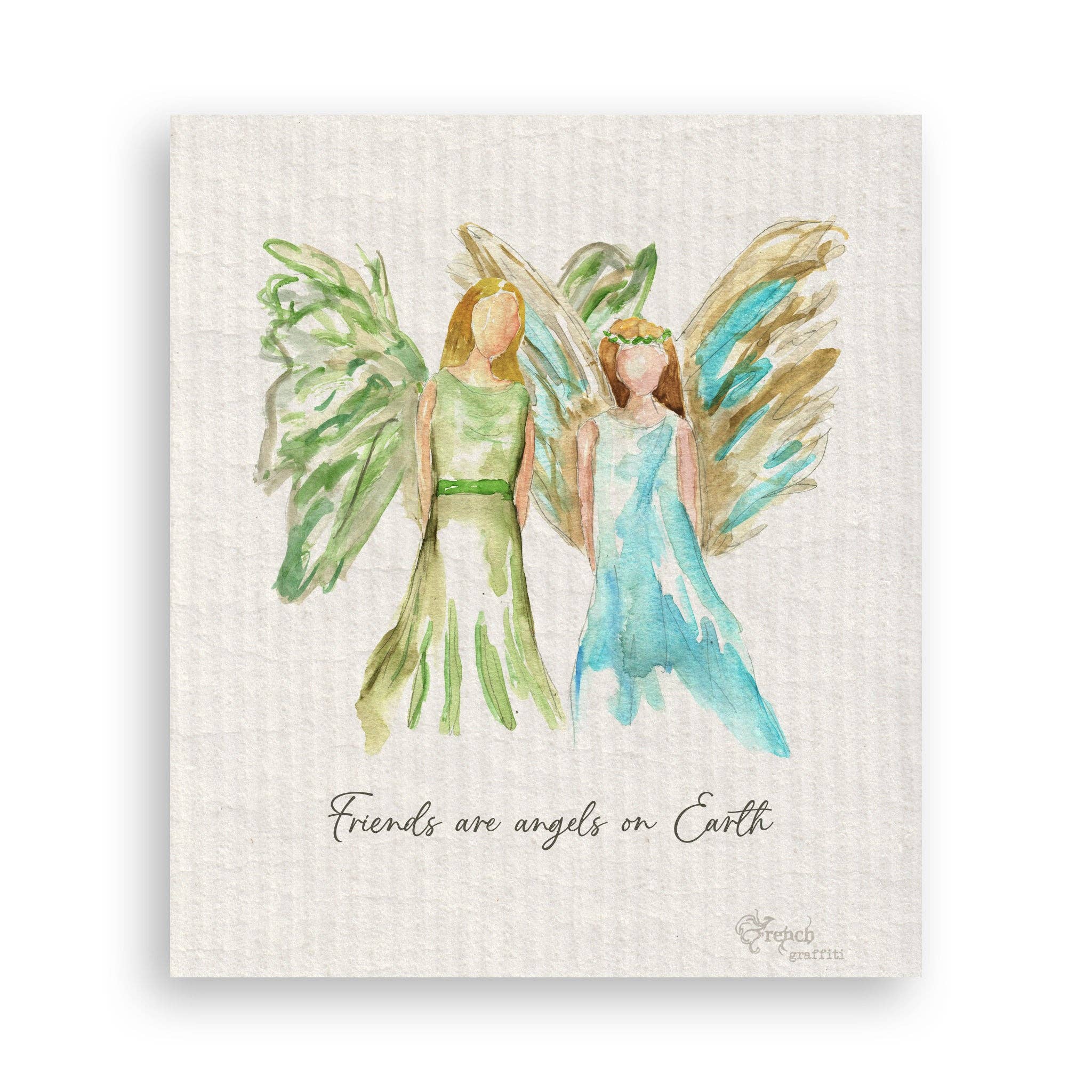 French Graffiti - Wholesale Tea Towel - Celestial Angel Friends with Friends Quote16