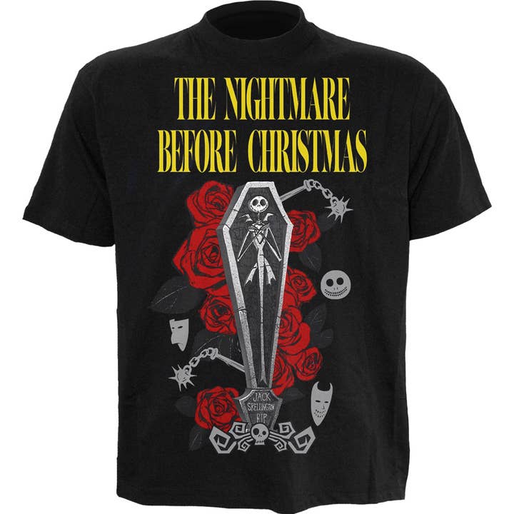 Spiral – wholesale Screen printed t-shirt – Men′s – NIGHTMARE BEFORE CHRISTMAS - JACK COFFIN - Front Print T-Shirt Black