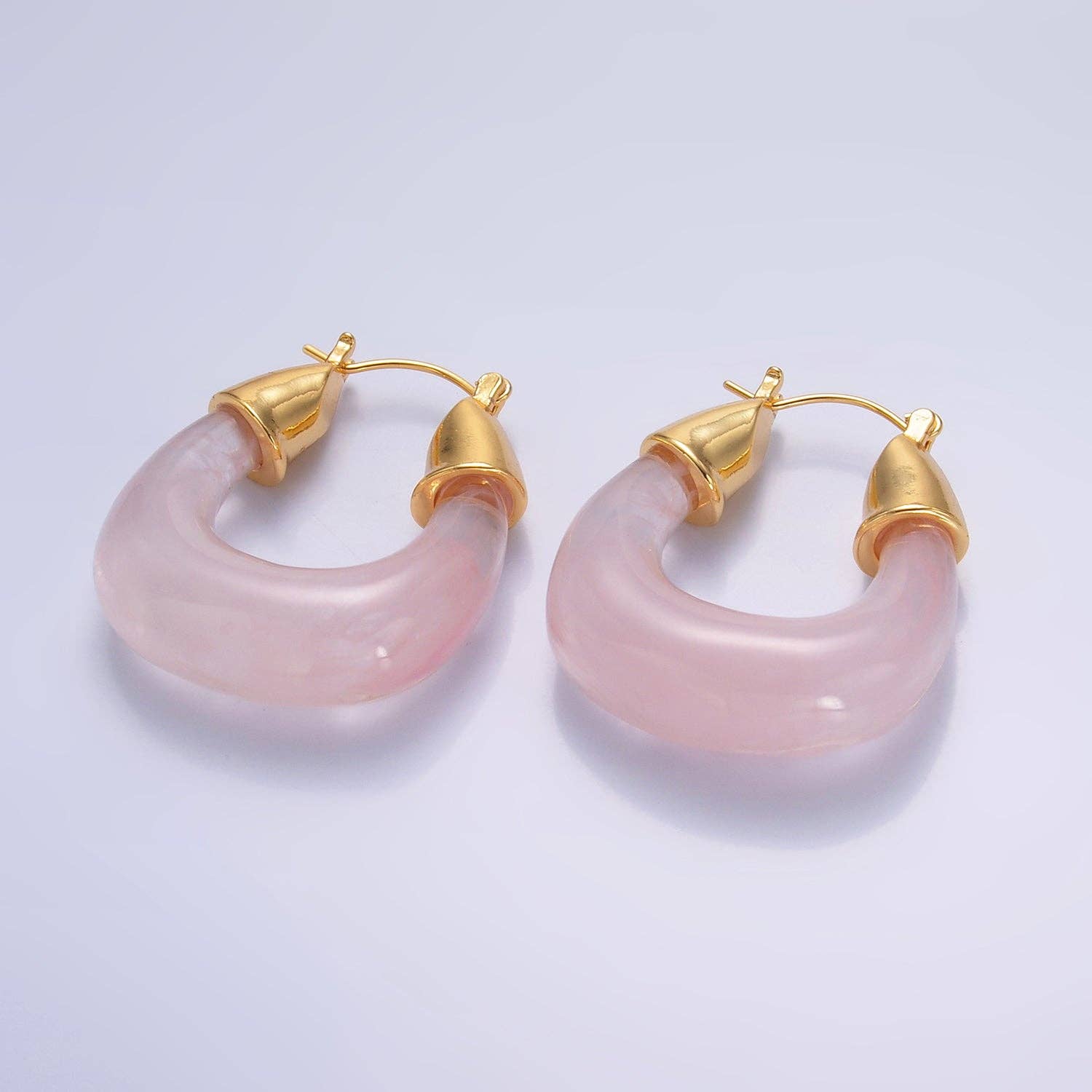 Simply Jewels - Wholesale Hoop Earrings - Gold Classic Gold Quartz Resin Crystal Chunky Hoops EA-0185 to EA-01942