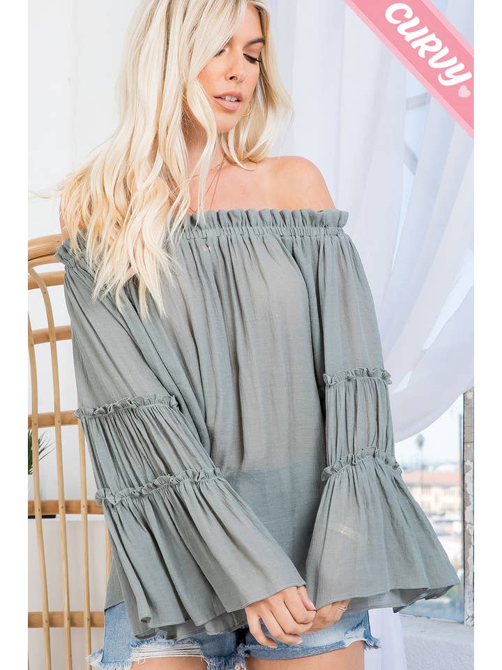 Sweet Lovely by Jen - Wholesale Blouse - Women's - PLUS SIZE OFF SHOULDER TIERED SLEEVE TOP38