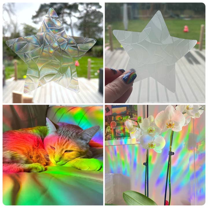 Star Shaped Rainbow Maker Suncatcher sticker for wholesale by Carriegraphy