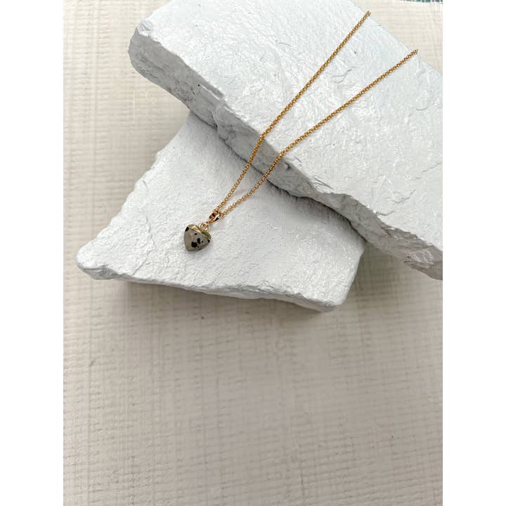 Roc Jewellery - Wholesale Pendant/Charm Necklace - Dalmation Jasper Small Heart Gold Plated Necklace2