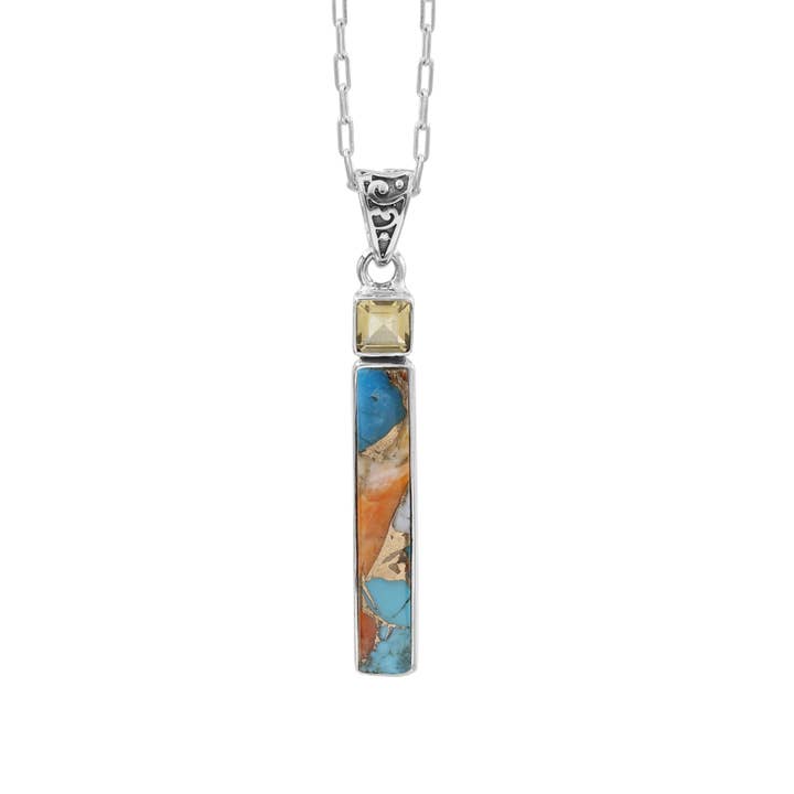 Orange Spiny Turquoise Pendant: 925 Silver Gemstone Jewelry for wholesale by Jay Jools