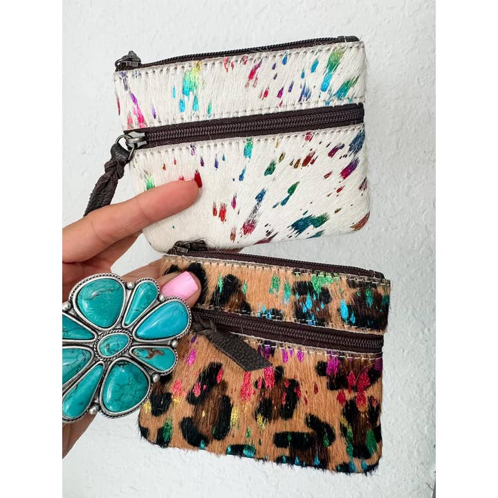 Boho Ranch Shop - Vente Porte-monnaie – femme - Pochette à monnaie Western en peau de vache11