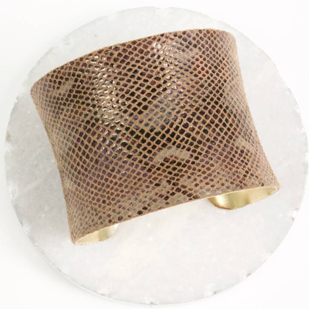 a.v. max - Wholesale Cuff Bracelet - Leather Wrapped Concave Cuff|SAMPLE SALE21