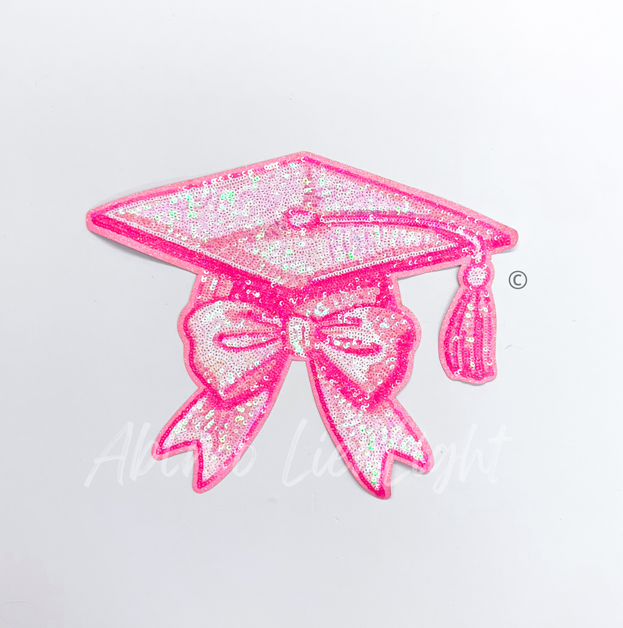 ABLNco - Wholesale Patch - Pink Graduation Cap Bow Sequin Patch0