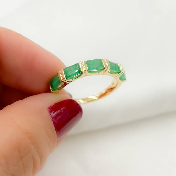 CR96313EM5X3. 14K Massives Gelbgold Smaragd-Baguette-Ring für den Großhandel von Tresor Jewelry Inc.