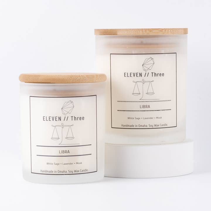 Libra White Sage Lavender & Musk Jar Candle for wholesale by ELEVEN//Three