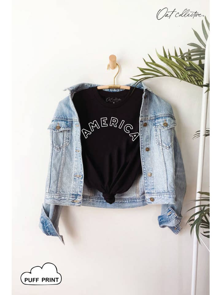 OAT COLLECTIVE - Wholesale Screen Printed T-Shirt - Women's - AMERICA PUFF Graphic T-shirt