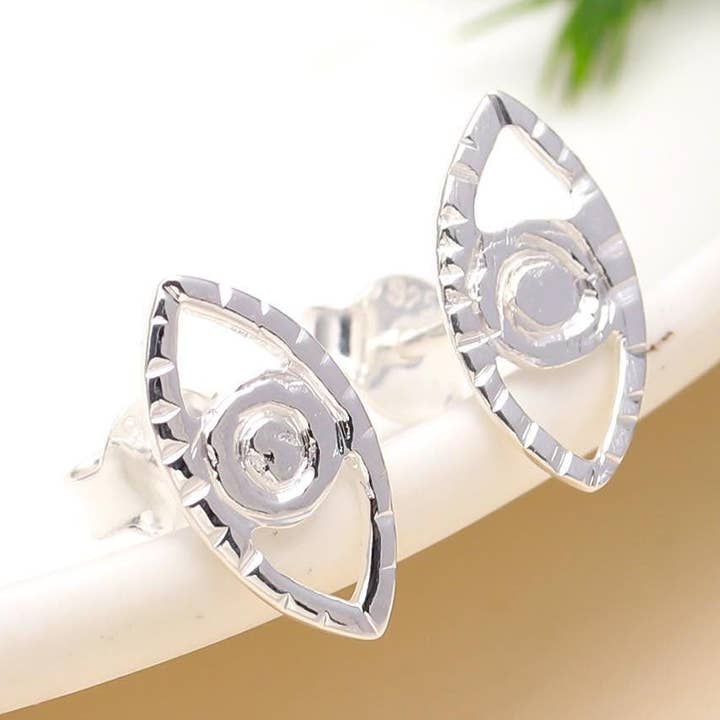 925 Sterling Silver Evil Eye Stud Earring for wholesale by AG 925 JEWELLERY