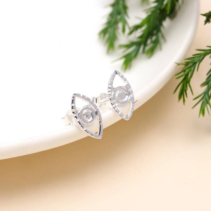 925 Sterling Silver Evil Eye Stud Earring for wholesale by AG 925 JEWELLERY