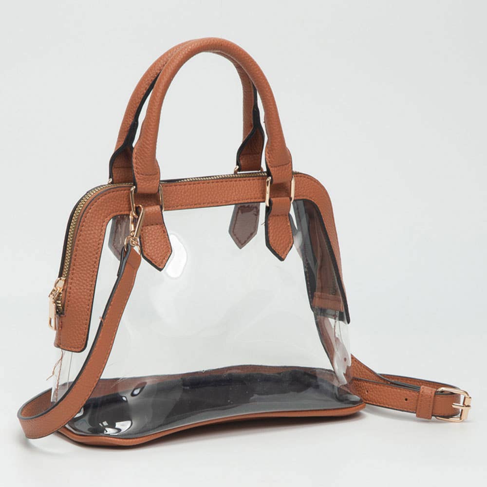 Sensibling Corp. - Vente Sac à main avec poignée sur le dessus – femme - Sac à main structuré transparent avec garniture en similicuir / Sac bandoulière10