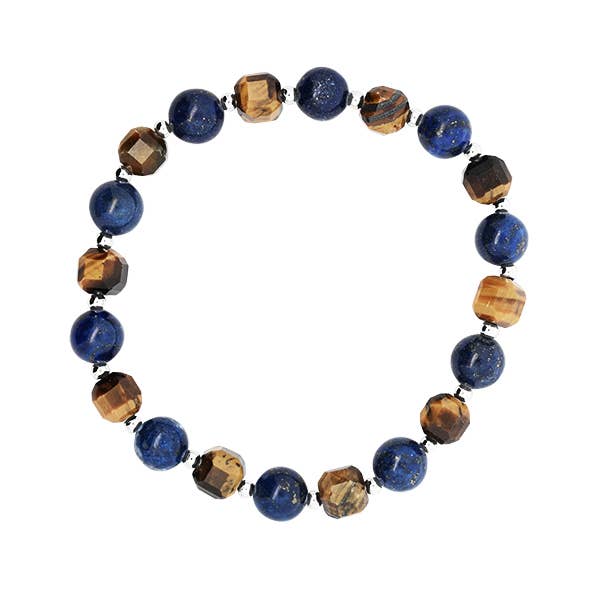 AMORINO SRL - Wholesale Beaded Bracelet - MEN'S ELASTIC BRACELET WITH STONE BEADS - KM24104A926