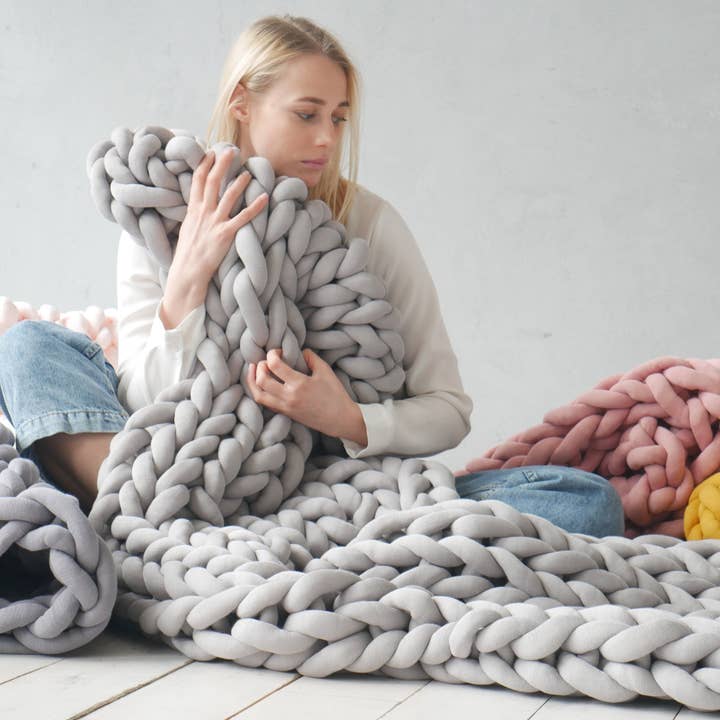 woolexperts - Wholesale Throw Blanket - Chunky knit blanket Chunky Cotton Throw blanket OEKO-TEX